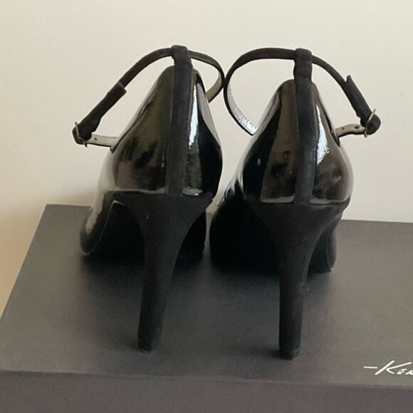Kenneth Cole Black Patent Leather & Suede Pumps Stiletto Heel Shoes Size 6 - Picture 6 of 12